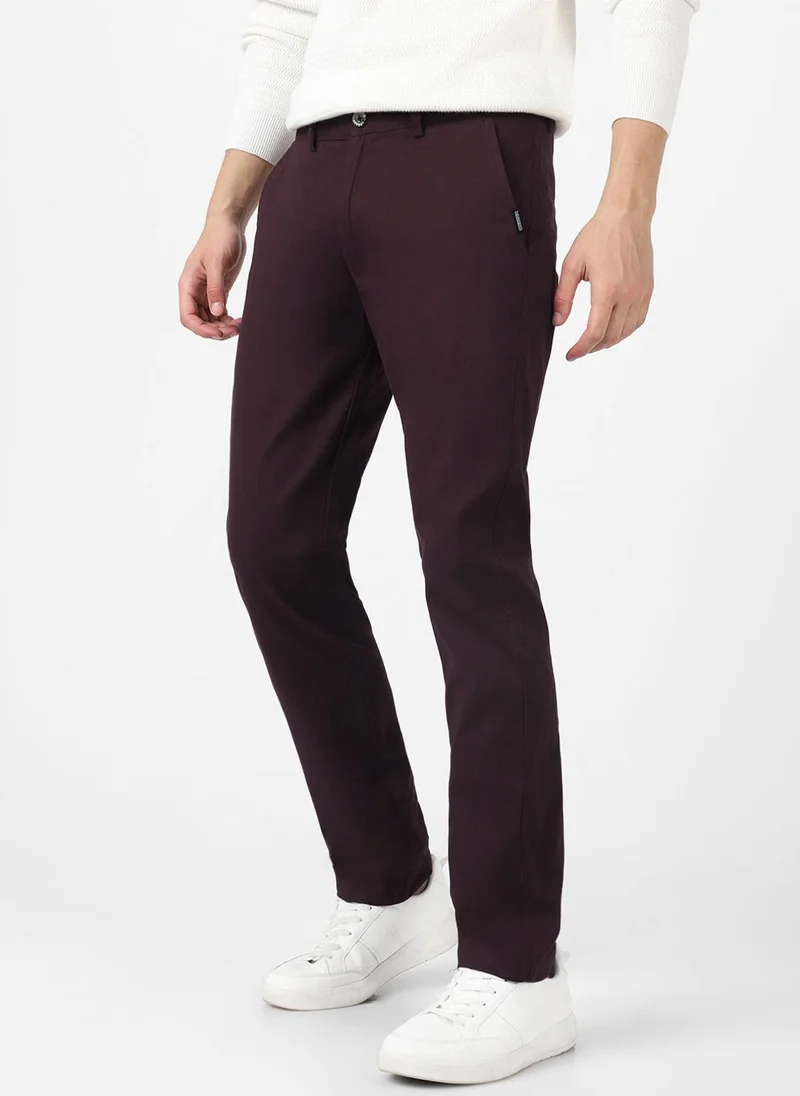 Urbano Fashion  Urbano Fashion Men's Maroon Cotton Slim Fit Casual Chinos Trousers for Men | Best Price UAE